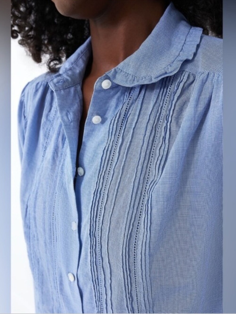 NEW Trovata Birds Of Paradis Gemma Houndstooth Lightweight Top Medium Blue - Picture 2 of 14